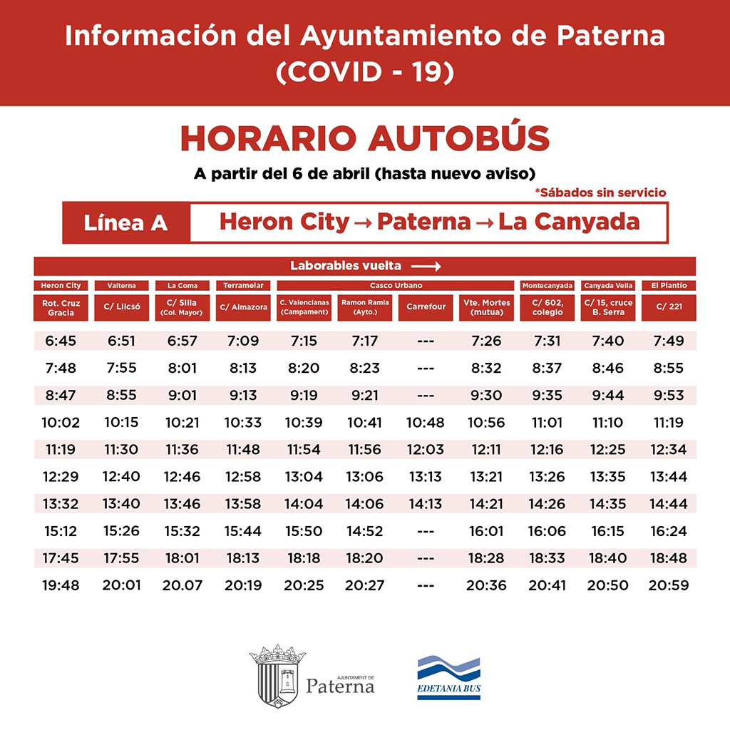 Línea A: Heron City - Paterna - La Cañada