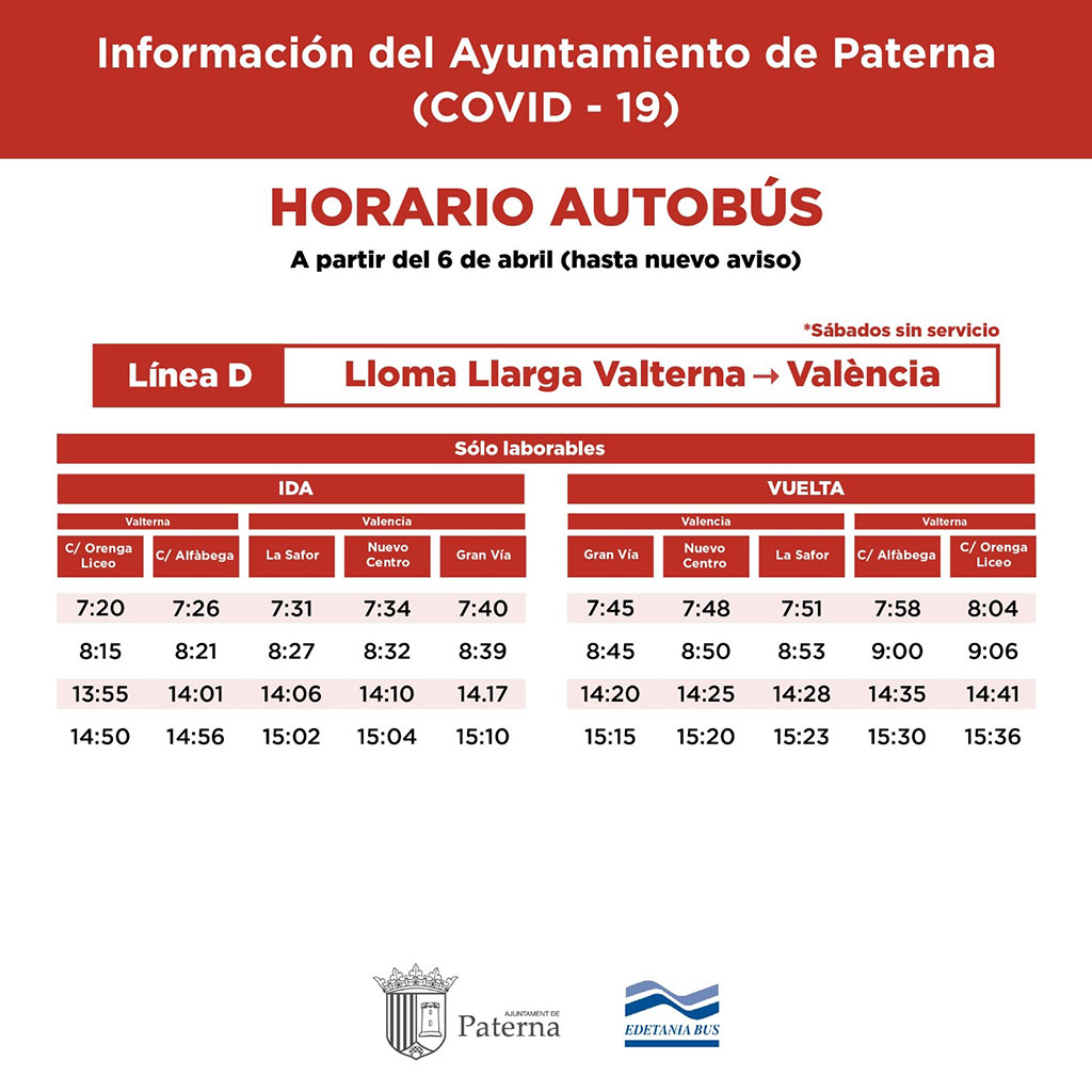 Línea D: Lloma Llarga Valterna - Valencia
