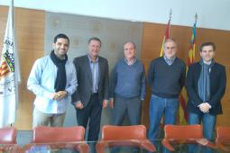 El alcalde junto con los profesores universitarios, Tomás Ruiz Sánchez, Ricardo Insa Franco y Federico Barber Sanchis