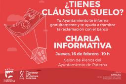 El Ayuntamiento de Paterna organiza una charla para asesorar a los afectados por las cláusulas suelo 