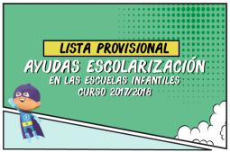 listados PROVISIONALES de las Ayudas a la Escolarización