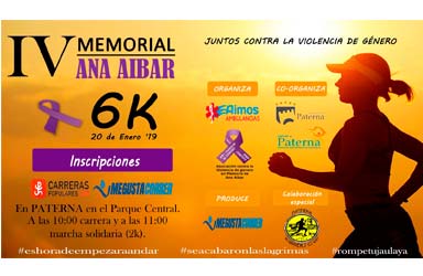 Paterna acoge este domingo la IV Carrera contra la Violencia de Género Ana Aibar