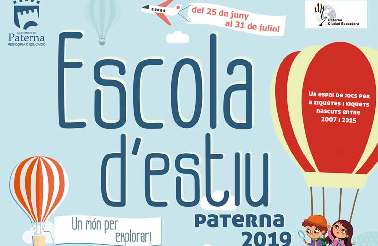 L'Ajuntament de Paterna obri el termini per a matricular-se en la Escola d’Estiu