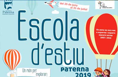 L'Ajuntament de Paterna obri el termini per a matricular-se en la Escola d’Estiu