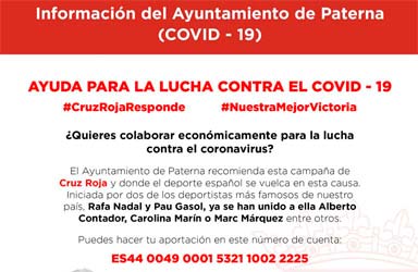  Paterna se suma a la campaña de Cruz Roja de ayuda para la lucha contra el COVID-19 