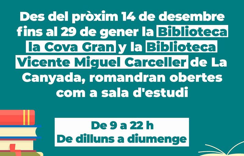 Paterna abre bibliotecas durante todos los días de la época de exámenes con las máximas precauciones