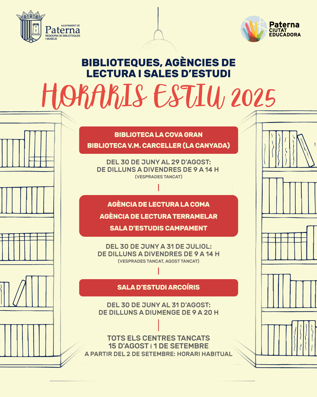 Horaris biblioteques estiu 2025